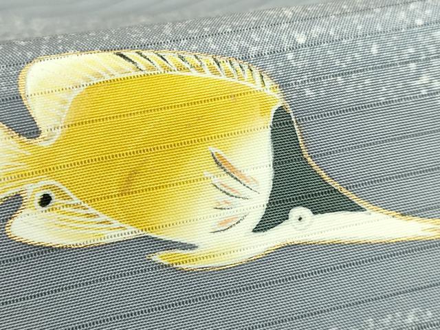 平和屋着物*極上 夏物 東京友禅 佐藤光幸 絽塩瀬 九寸名古屋帯 熱帯魚 エンゼルフィッシュ 五泉 金彩 反端付 逸品 未使用 DZAB9124kh6