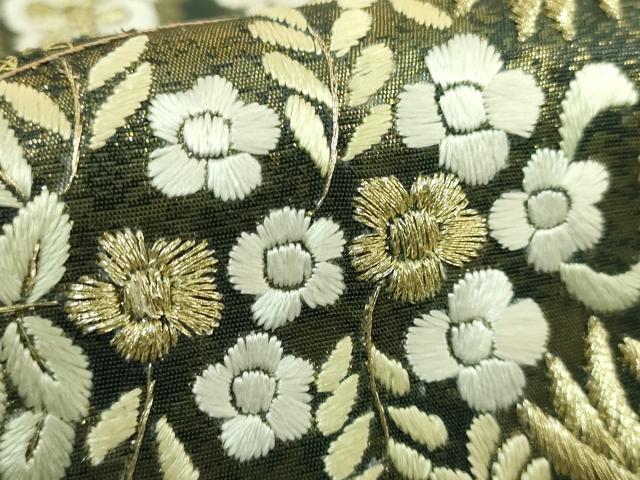 平和屋本店●最高級 中国三大刺繍 スワトウ相良刺繍 総刺繍 袋帯 草花文 菱 金糸 逸品 DZAB9143kh6