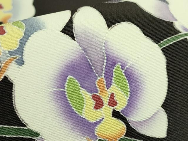 平和屋着物●極上 九寸名古屋帯 胡蝶蘭 蝋色地 逸品 DZAB9153kh6