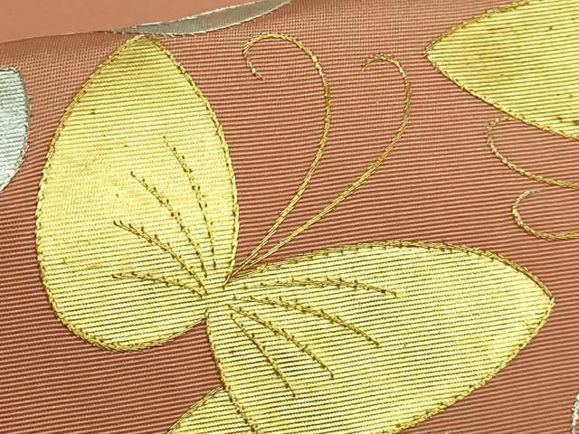 平和屋着物●極上 九寸開き名古屋帯 舞蝶文 金銀彩 逸品 DZAB9162kh6