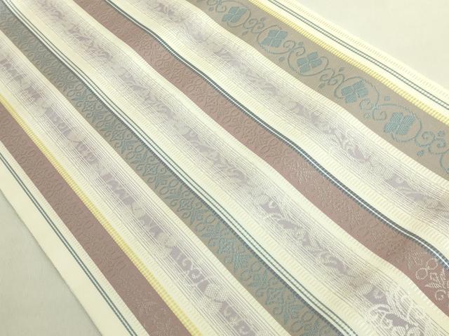 平和屋着物●極上 本場筑前博多織 八寸名古屋帯 花唐草間道 逸品 DZAB9175kh6
