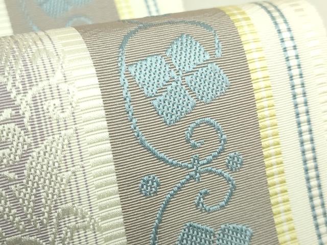 平和屋着物●極上 本場筑前博多織 八寸名古屋帯 花唐草間道 逸品 DZAB9175kh6