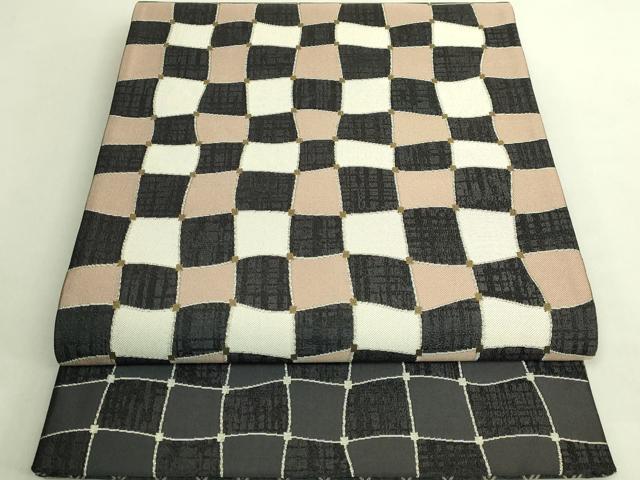 平和屋着物●極上 両面 太鼓柄袋帯 一会の帯 黒地 金糸 逸品 DZAB9189kh6