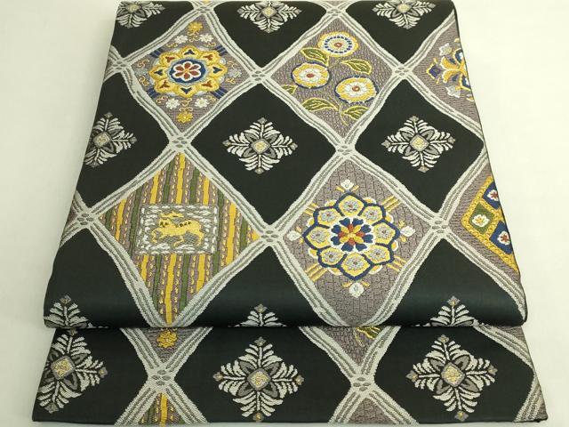 平和屋着物●極上 六通柄袋帯 唐織 正倉院花菱文 金糸 逸品 DZAB9190kh6