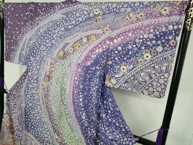 平和屋本店●極上 中国三大刺繍 相良刺繍 訪問着 辻が花 暈し染め 金糸 銀通し地 逸品 未使用 DZAB9202kh6