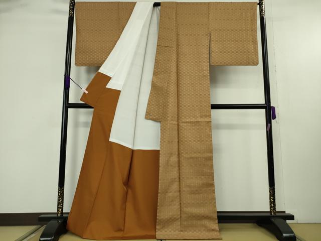 平和屋着物●極上 伝統工芸士 七代目 吉澤与市 紬 綾花織 丁字染色地 証紙付き 逸品 DZAB9220kh6