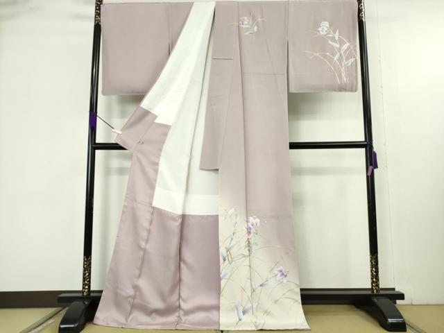 平和屋着物●極上 京友禅 岡山工芸 訪問着 百合 薄い紅藤色地 暈し染め 金銀彩 さが美扱い ロング丈 逸品 未使用 DZAB9225kh6