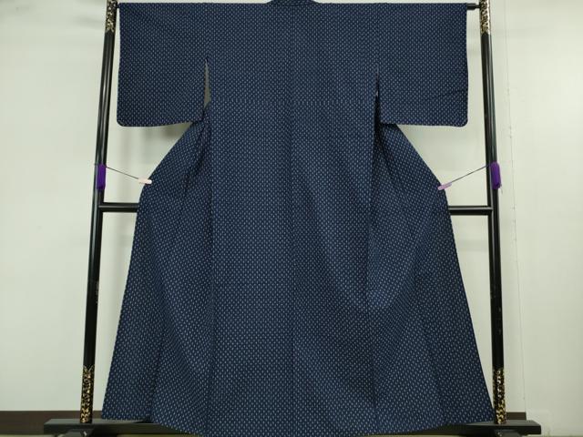 平和屋本店▽極上 日本工芸会正会員 山村省二 久留米絣 単衣 綿 天然藍染 草木染 山藍 たとう紙・証紙付き 逸品 未使用 DZAB9231kh6