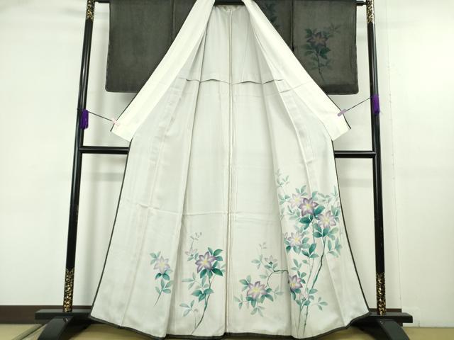 平和屋着物▽極上 訪問着 無双 紗袷 紗×絽 手描き 鉄仙花 黒地 逸品 未使用 DZAB9247kh6