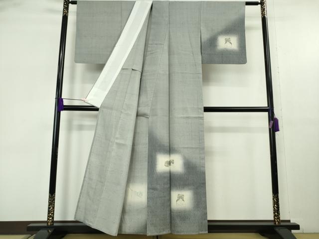 平和屋着物▽極上 訪問着 単衣 生紬 杢目絞り 手描き 猫 ネコ 逸品 DZAB9248kh6