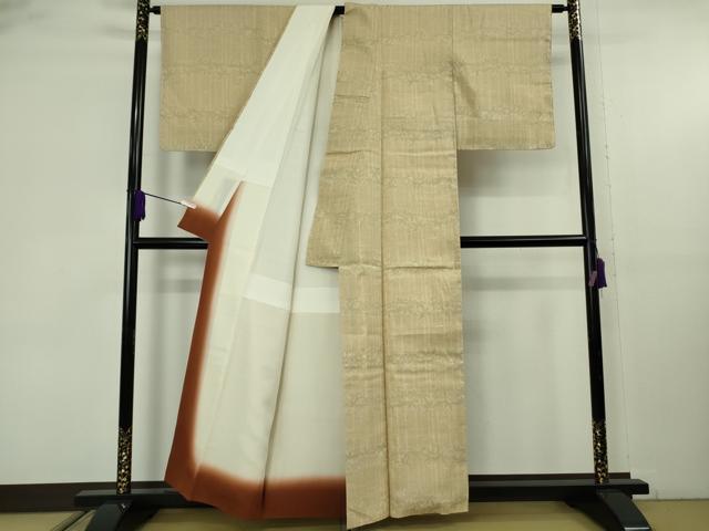 平和屋本店●極上本場結城紬 重要無形文化財 廣田紬謹製 100亀甲 笹竹 枯色地 証紙付き 逸品 未使用 DZAB9270kh6