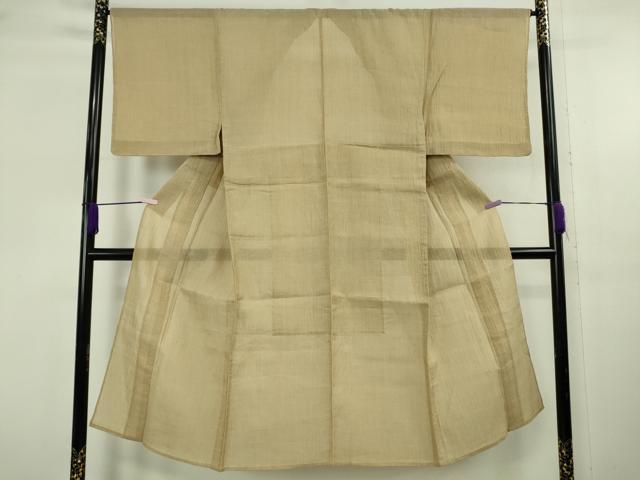 平和屋着物*極上 夏物 男性 本場小千谷ちぢみ 麻 色無地 枯色 逸品 未使用 DZAB9275kh6