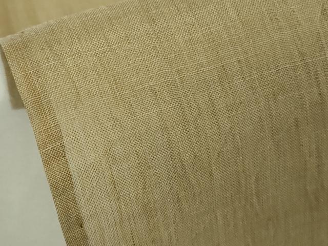 平和屋着物*極上 夏物 男性 本場小千谷ちぢみ 麻 色無地 枯色 逸品 未使用 DZAB9275kh6