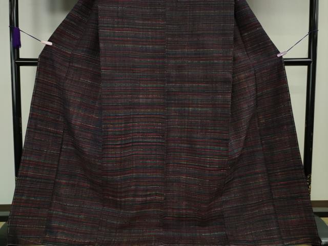 平和屋本店●極上 浦野理一 経節紬 横縞 ロング丈 逸品 未使用 DZAB9289kh6