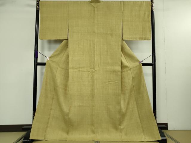 平和屋本店●極上 浦野理一 経節紬 色無地 枯草色 逸品 未使用 DZAB9290kh6