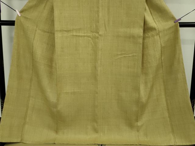 平和屋本店●極上 浦野理一 経節紬 色無地 枯草色 逸品 未使用 DZAB9290kh6