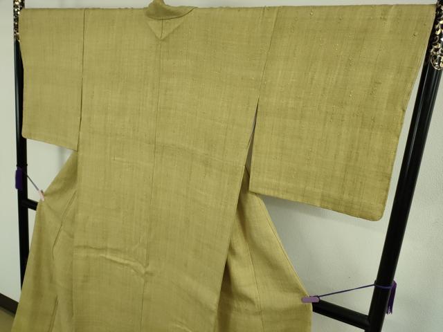 平和屋本店●極上 浦野理一 経節紬 色無地 枯草色 逸品 未使用 DZAB9290kh6
