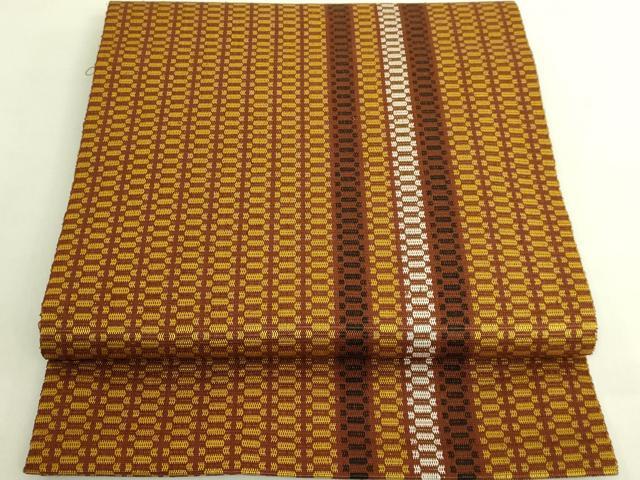 平和屋着物●極上 本場黄八丈 紬 八寸名古屋帯 間道 逸品 DZAB9328kh6