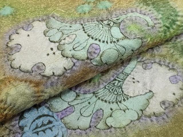 平和屋本店●極上 久保田一竹 幻の辻が花 太鼓柄袋帯 金通し地 逸品 DZAB9332kh6
