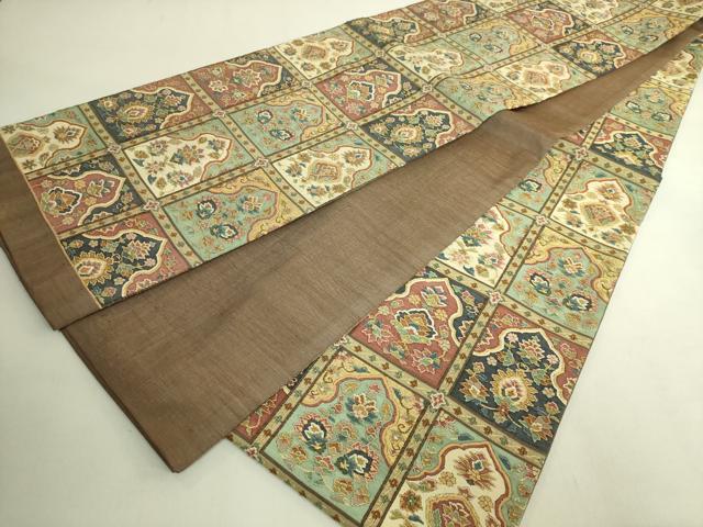 平和屋本店●最高級 明綴れ 全通柄袋帯 格天井花文 金糸 逸品 未使用 DZAB9360kh6
