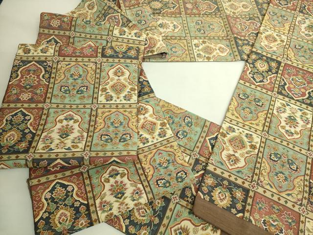 平和屋本店●最高級 明綴れ 全通柄袋帯 格天井花文 金糸 逸品 未使用 DZAB9360kh6