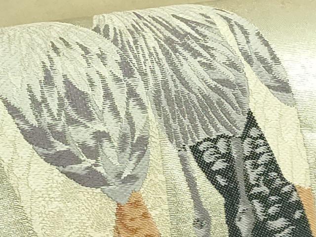平和屋着物●極上 西陣 長嶋成織物 ながしま帯 上村松篁 太鼓柄袋帯 冠鶴 瀞銀錦 逸品 DZAB9361kh6