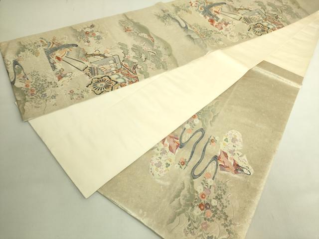 平和屋着物●極上 西陣 長嶋成織物 ながしま帯 太鼓柄袋帯 唐織 王朝花苑 瀞銀錦 逸品 DZAB9368kh6