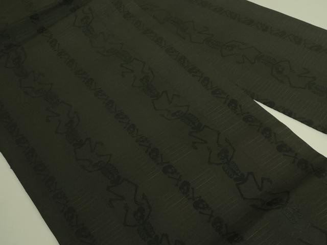 平和屋本店●極上 セミアンティーク 九寸名古屋帯 骸骨 ガイコツ 濃い羊羹色地 逸品 DZAB9374kh6