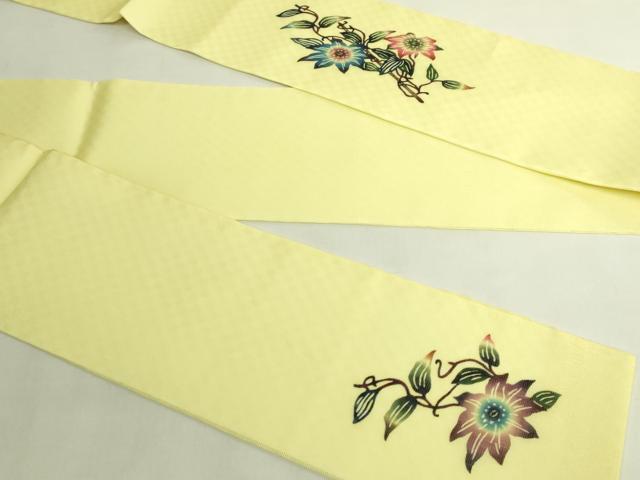 平和屋着物*極上 夏物 本場琉球紅型 半幅帯 安里びんがた工房 安里和雄 鉄線花 証紙・反端付き 逸品 DZAB9382kh6