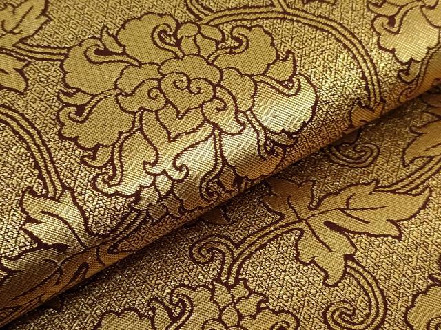 平和屋本店●極上 龍村晋謹製 全通柄袋帯 名物金地二重蔓大牡丹金襴 金糸 共箱付き 逸品 DZAB9398kh6