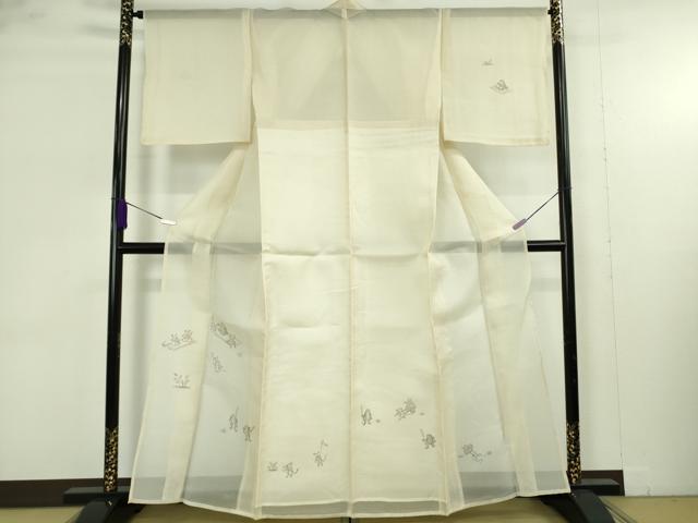平和屋着物*極上 夏物 訪問着 紗紬 手描き 鳥獣戯画 鳥の子色地 逸品 未使用 DZAB9412kh6