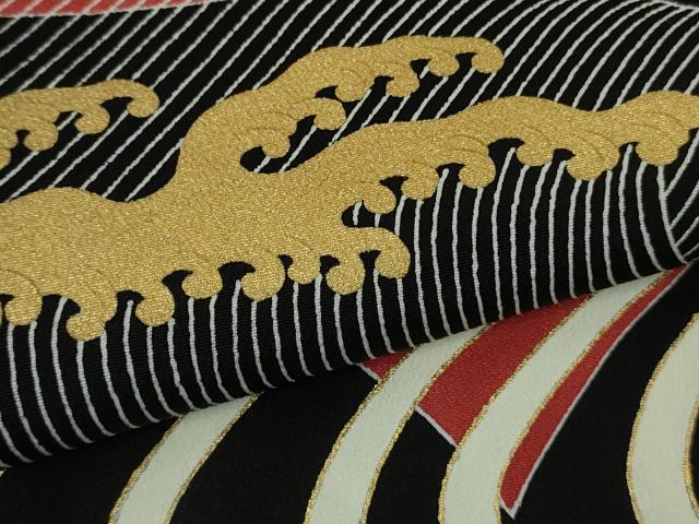 平和屋着物●極上 黒留袖 駒刺繍 立波流水文 金彩 逸品 DZAB9430kh6