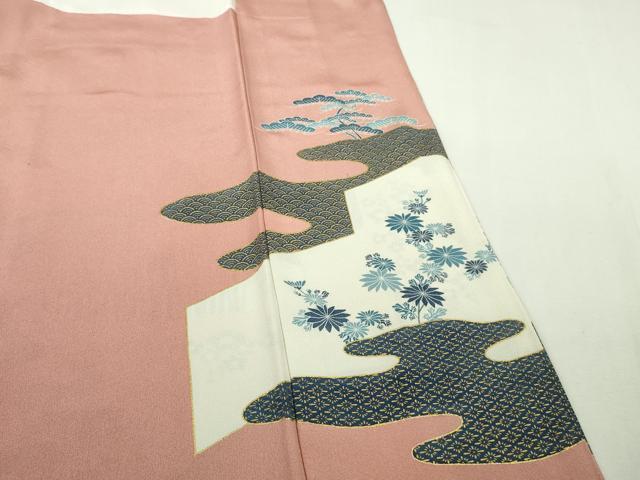 平和屋着物●極上 色留袖 駒刺繍 吉祥花鳥文 宍色地 金彩 逸品 未使用 DZAB9431kh6