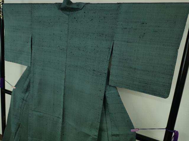 平和屋本店▽希少 ざざんざ織 単衣 藍色地 逸品 未使用 DZAB9440kh6