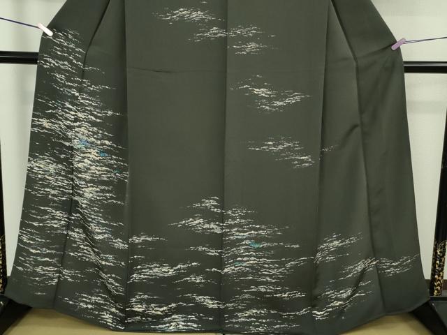 平和屋本店▽極上 創業460年・千總 訪問着 単衣 霞文 羊羹色 銀糸 三越扱い 逸品 DZAB9461kh6