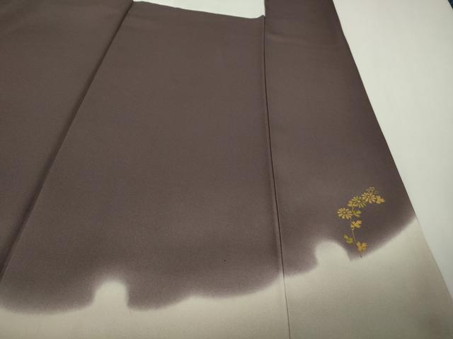 平和屋本店●極上 創業460年・千總 訪問着 刺繍 雪輪 鹿の子 草花文 紅消鼠色地 暈し染め 金彩 松坂屋扱い 逸品 未使用 DZAB9462kh6