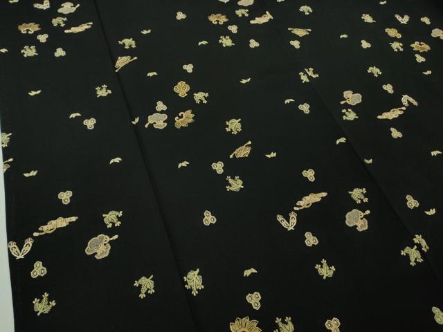 平和屋本店●極上 中国三大刺繍 相良刺繍 総刺繍 小紋 宝尽くし 黒地 逸品 DZAB9469kh6