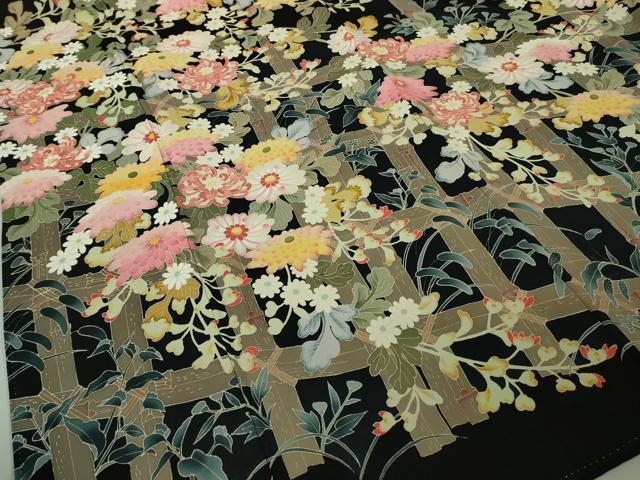 平和屋本店●極上 本加賀友禅作家 矢田博 黒留袖 竹垣花文 乱菊 逸品 DZAB9473kh6
