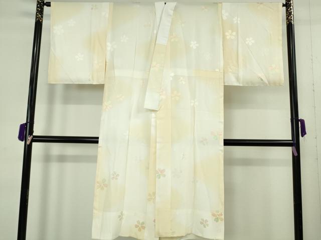 平和屋本店●極上 訪問着・長襦袢(無双仕立て)セット 総手刺繍 草花文 紫黒色地 暈し染め 金糸 逸品 DZAB9478kh6