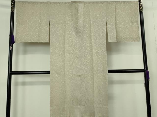 平和屋着物▽極上 道行コート スリーシーズン 春夏秋 塵除け ロング丈 花唐草紋紗 練色地 鈴乃屋扱い 逸品 DZAB9480kh6