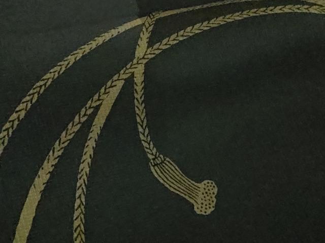 平和屋着物∞極上 長羽織 結び紐文 黒地 逸品 未使用 DZAB9481kh6