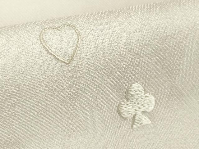 平和屋着物▽極上 訪問着 単衣 刺繍 ダイヤ地紋 ハート クローバー スペード 灰梅色地 暈し染め 逸品 DZAB9492kh6