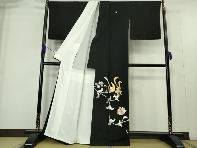平和屋本店●極上 皇室献上作家 野村静枝 佐賀錦 黒留袖 更紗花唐草 飛鳥文 金銀糸 逸品 DZAB9495kh6