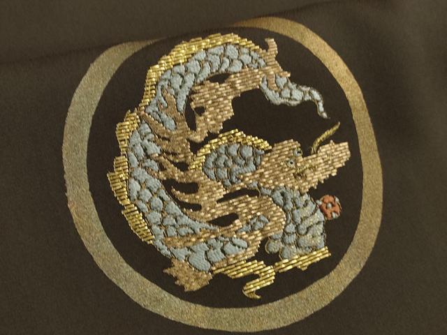 平和屋着物●極上 訪問着 竹屋町刺繍 龍 鳥獣 海松茶色地 金糸 逸品 未使用 DZAB9496kh6