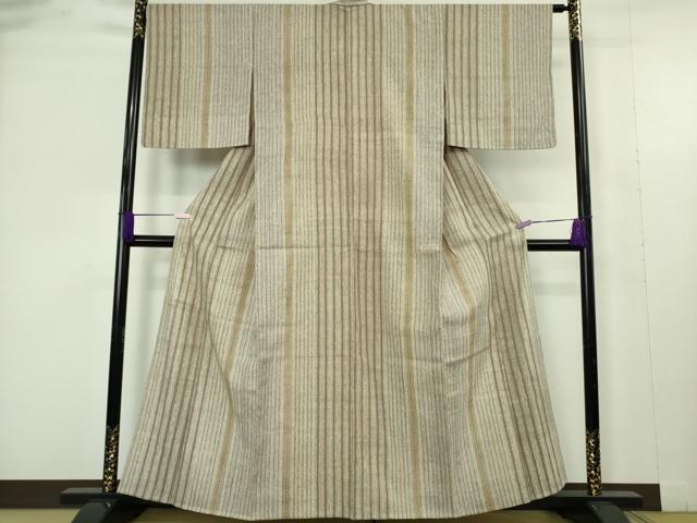 平和屋着物▽極上 染織の名門 しょうざん 生紬 単衣 間道 反端付き 逸品 DZAB9509kh6