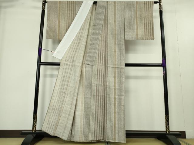 平和屋着物▽極上 染織の名門 しょうざん 生紬 単衣 間道 反端付き 逸品 DZAB9509kh6