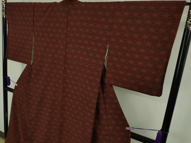 平和屋着物●極上 洗える最高級着物 <英>はなぶさ謹製 小紋 麻の葉 逸品 DZAB9526kh6
