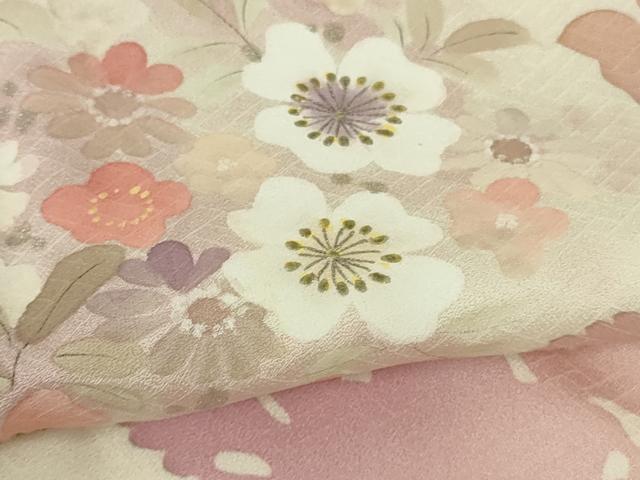 平和屋着物●極上 訪問着 草花文 鳥の子色地 暈し染め 金銀彩 逸品 未使用 DZAB9537kh6