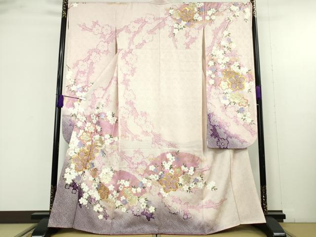 平和屋着物●極上 振袖 駒刺繍 絞り 舞桜 枝垂れ花 暈し染め 金彩 やまと誂製 逸品 DZAB9542kh6