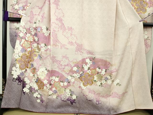 平和屋着物●極上 振袖 駒刺繍 絞り 舞桜 枝垂れ花 暈し染め 金彩 やまと誂製 逸品 DZAB9542kh6
